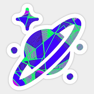 Space planet geometric blue Sticker